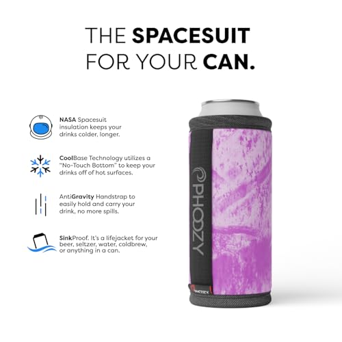 Image of PHOOZY Insulated Can Cooler for Slim 12 oz Cans - Patented Drink Sleeve with NASA-Inspired Technology - Keeps Beer, Soda & Sparkling Water Cold Longer - Lightweight Outdoor Can Holder - Pink