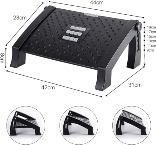 Banquinho de Massagem Para Os Pés Embaixo Da Mesa Com Altura Ajustável Em 6 Posições Ergonômico Com