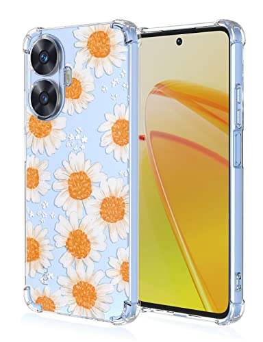 Custodia per Telefono Adatta per Realme C55 Narzo N55 6.72 Inches con Disegno a Colori Trasparente - Margherita silicone tpu