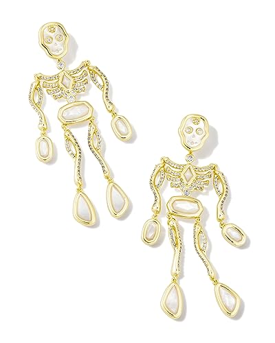 Kendra Scott Skeleton Statement Earrings in 14k Gold-Plated Brass, Fashion Jewelry for Women, Ivory Mother-of-Pearl