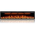 Dreamflame 72 Electric Fireplace Inserts, Recessed & Wall Mounted Fireplace Electric with Ultra-Narrow Frame, Colorful Flame Effect Display on Widescreen, Heat Up Fast, Thermostat, 750W/1500W, Black