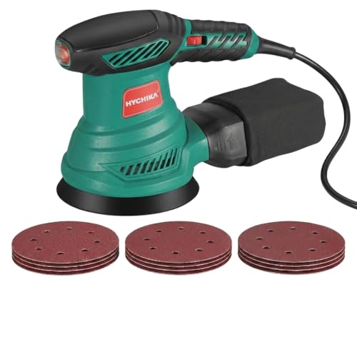 5-Inch Random Orbital Sander, HYCHIKA 13000RPM Electric Orbital Sander with 6 Various Speeds, Palm Sander