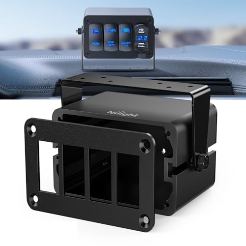Image of Nilight 4 Gang Rocker Switch Box Detachable Housing 4 Holes Aluminum Panel | Rotatable Mount Bracket DIY Installation Housing with Rocker Switches Voltmeter USB Socket for Boats Cars RVs Trucks 12V 24V