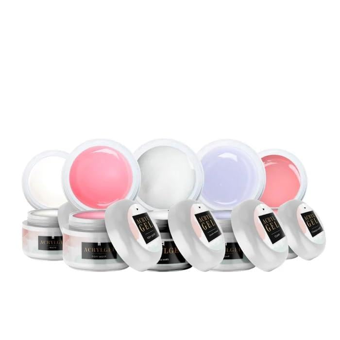Lynis-Nailshop.de - Set risparmio di gel acrilico per unghie, 5 colori misti in confezione convenienza, combinazione per modellaggi creativi con tecnologia Polygel, inodore e senza sfumature, prodotto