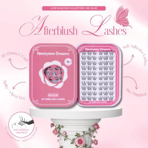 Ninetynine Dreams No Glue Afterblush Self Adhesive Lashes – Premapped Spiky False Eyelashes, 10–14mm CC Curl, Open-Eye Wispy Lashes, Lightweight Synthetic Lashes with Thin Self-Adhesive Band - 1