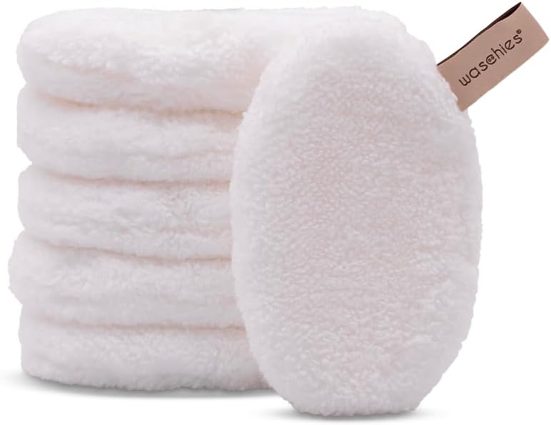 waschies Wasbare make-up- en reinigingspads, herbruikbaar, diep reinigen met water, huidvriendelijk, hypoallergeen, super soft “White Edition” set van 6