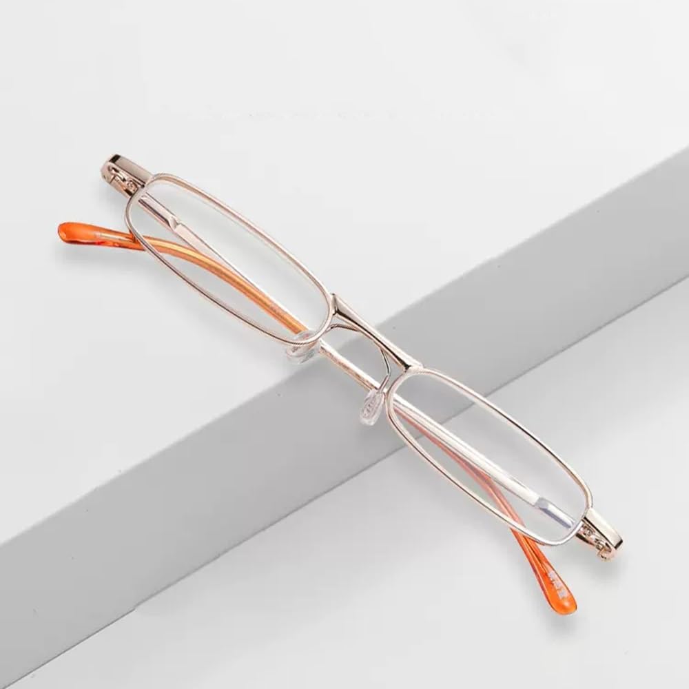 Mini Gafas de Lectura 2.5 Ultraligero Metal Gafas de Lectura Mujeres Moda Lector con Funda de Gafas Ligeras portátiles Gafas de TV Anti Resplandor(+1.0)