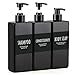 Nachfüllbare Pumpflasche, Segbeauty 500 ml Pump-Squeeze-Spender, 16,9 oz 3er-Pack Leere Shampoo-Flasche mit Etiketten, Kunststoff-Lotionsbehälter, schwarz