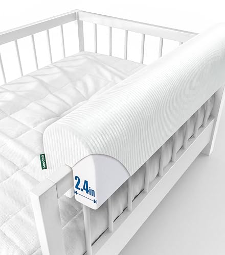 Image of AEOCOO Bed Bumpers for Toddlers, Size 3 Ft, Toddler Bed Rail Bumper Protector for Loft Beds & Bunk Beds, Bed Rail Height Extender Bed Guardrail, Anti-Bump | Fall Prevention, White