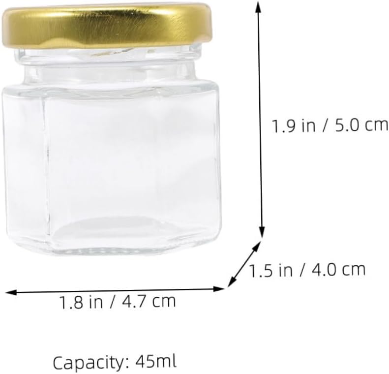 24Pcs Hexagon Shape Honey Jars Jam Containers Sealed Pots for Honey Jams and More for Storage and Decor