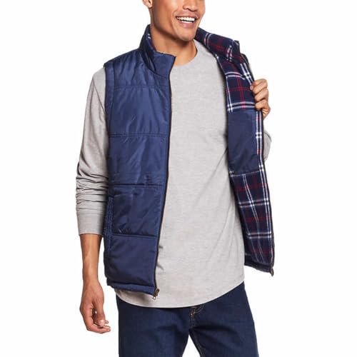 Weatherproof Vintage Men's Flannel Lined Quilted Vest (Black, Medium) (Large, Blue)4