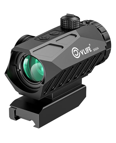 CVLIFE 3X Compact Prism Scope with Motion Awake Technology, Red & Green Illuminated Circle Dot...