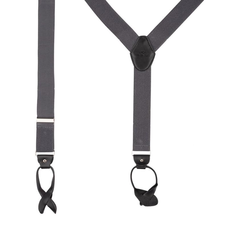 Image of The Tie Hub Button Suspenders for Men | Gentry Button-On Y-Back Elastic Braces | Adjustable 1.25 Inch | Formal Wedding