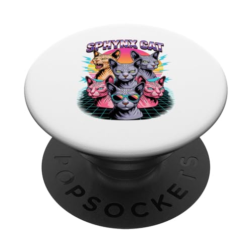 90s Vintage Sphynx Cat Canadian Hairless Cat PopSockets PopGrip Adhesivo