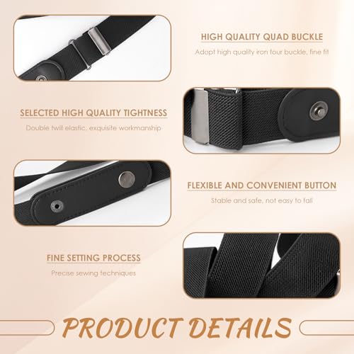2 Pack Women No Buckle Elastic Stretch Belt, Comfortable Adjustable Mens Invisible Elastic Stretch Belt3