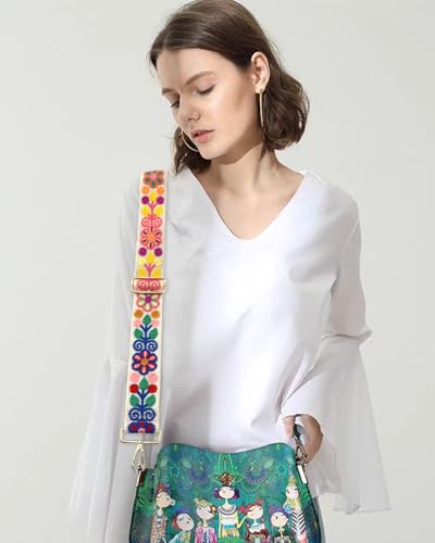 Image of Embroidered Purse Straps Replacement Crossbody Wide Adjustable Bag Straps | Thick Purse Strap for Crossbody Bags,Extra Long Strap,Cross Body Straps for Handbags,Bag Straps for Tote Bags,Shoulder Straps