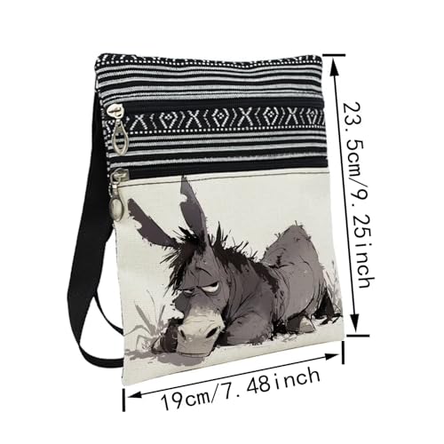 Funny Donkey Messenger Bag Small Ethnic Pattern Printed Adjustable Strap Crossbody Zipper Bag Funny Donkey Phone Bag Wallet Cute Shoulder Handbag for Women Friends -22