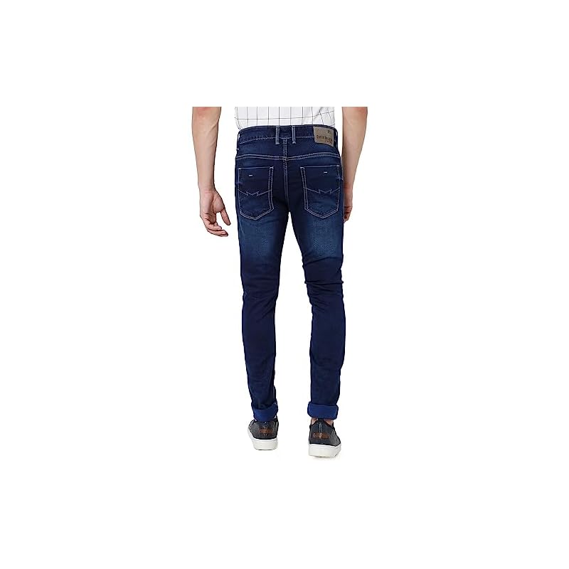 MUFTI Mens Dark Blue Slim Fit Jeans - Image 4