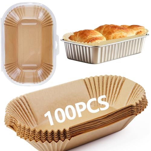 Loaf Pan Liners, 9x5In Food Grade Air Fryer Liners, 100Pcs Loaf Pan Liners, Non-Stick Pre Formed Parchment Paper - Rectangle Bread Pan Liners for Baking Bread for Ninja DZ201