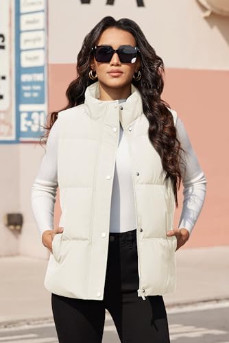 MAGCOMSEN Women's Puffer Down Vest Oversized Zip Up Outerwear Lightweight Winter Padded Gilet Jacket with Pockets3