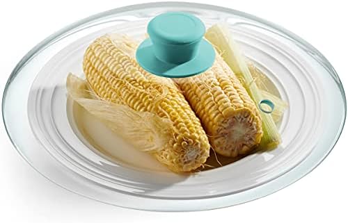 Godinger Microwave Plate Cover Lid with Easy Grip Handle, Safe Tempered Glass, Microwave Food Cover, Splatter Cover Guard