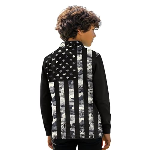 Kids Golf Shirt 3-16Y Boy Fall Long Sleeve 1/4 Button Collared Shirts Tennis Performance Outfits Athletic Top3