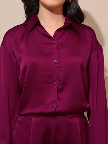 Image of PURVAJA Women's Full Sleeve Shirt & Trouser Solid Co-ords