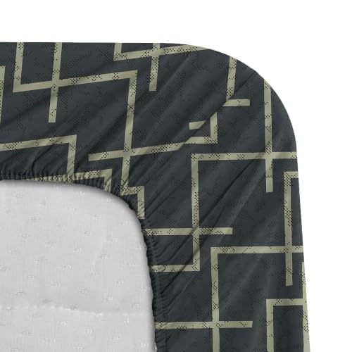 Image of Stoa Paris 100% Cotton King Size Fitted Bedsheet with 2 Pillow Covers, 180TC Printed Bedding Set, All-Season Comfort, Soft & Lightweight, Home Decor, Urbanscape - Slate Lattice (182cmx198cm+30cm)