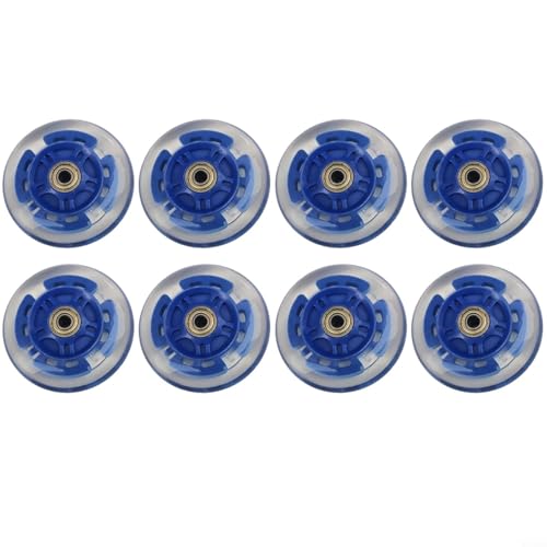 NINMORTH 8 ruedas LED de patinaje en línea, autoalimentadas, intermitentes, 64/70/80 mm, 82 A, poliuretano, 8 mm, diámetro interior, patines scooters azules (64 mm)