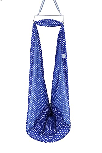 U2CUTE-Baby-Cradles-Baby-Jhula-Jhoola-Little-Baby-Hanging-Swing-Cradle-with-Mosquito-net-and-Spring-ToddlerDOT-Blue