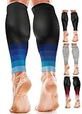 aZengear Manchons de Compression pour Les Mollets, Hommes et Femmes | Attelles de Tibia de Maintien du Mollet, Chaussettes et Bas de Contention pour la Course, Crampes (Noir avec Bleu, XXL)