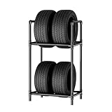 CISSIYOG Felgenbaum Reifenständer für 4 Reifen,Höhenverstellbares Reifenregal, Robuste Stahlkonstruktion, Reifenständer für Garage & Werkstatt (57.2 x 37.3 x 114.6 cm)