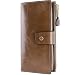 Itslife Women's RFID Blocking Large Capacity Luxury Wax Genuine Leather Clutch Wallet Card Holder Ladies Purse(Khaki RFID Blocking)