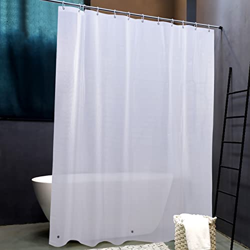Image of NTBAY EVA Semi-Transparent Clear Shower Curtain with Waffle Weave, Water-Repellent Liner with 3 Magnets for Bathroom, 72x72 Inches