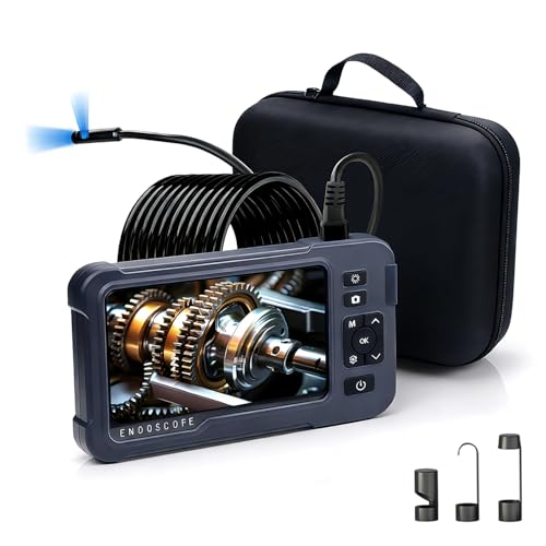 Image of Endoscope Camera with Light 1920P HD Dual-Lens Borescope with 8 LED Lights, IP67 Waterproof Snake Sewer Tools 4.3 inch Inspection Camera,16.4ft Semi-Rigid Drain Endoscope (16.4FT Dual Lens-Blue)