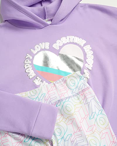 Rbx Girls' Active Shorts Set - 4 Piece Fleece Crop Hoodie Sweatshirt And Bike Shorts (4-12), Size 6-7, Pink/Lavender Love #TOP2