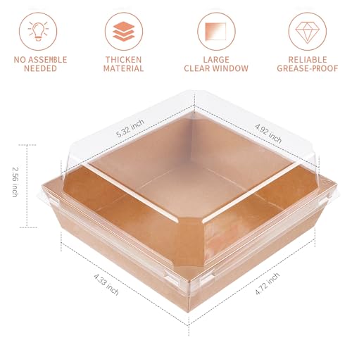 Ocmoiy Small Charcuterie Boxes With Clear Lids, To Go Paper Disposable Food Containers, 5 Inches Bakery Dessert Boxes For Sandwich thumb #1