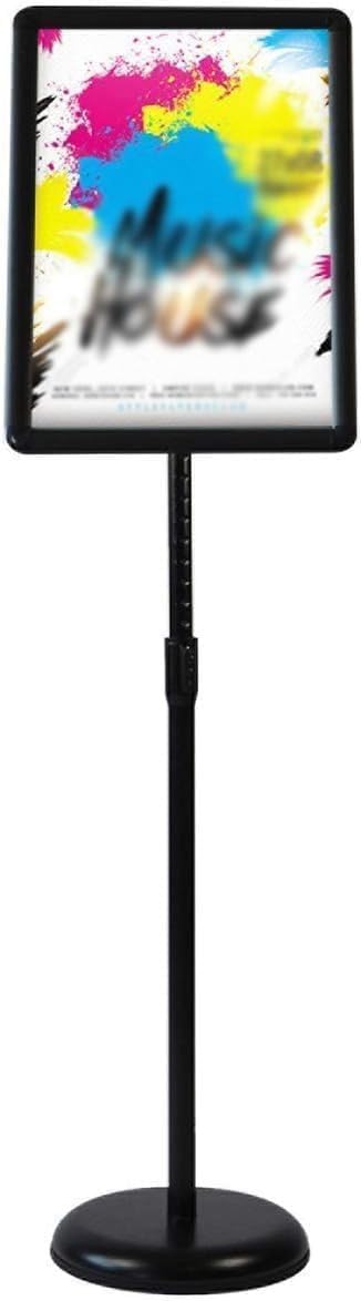 Adjustable Sign Holder, Standing Floor Sign Stand, Both Vertical & Horizontal View Displayed, Snap-Open Frame with Safety Corner for School Church Business Show, Black, A2