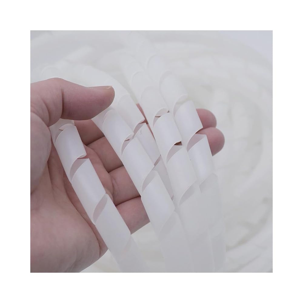 Wywssswy White 1.2–20M Pe Cable Protection Conduit, Spiral Wound Wire Harness Sleeve, Wear Resistant Insulation Tube For Computer & Auto Wiring(20Mm (3Meter))