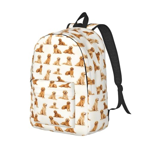 Travel Backpack for Women Men - 20L Cool Golden Retriever Print Canvas Simple Modern Backpack Bag for Hiking