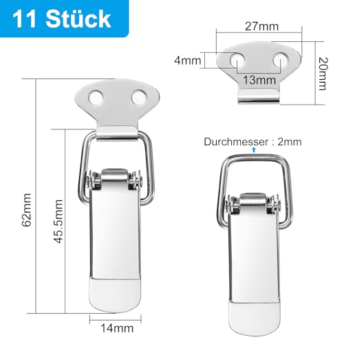 11 Pcs Spring Loaded Toggle Latches, Stainless Steel Toggle Latches and Catches, Tension Clasp - Image 2