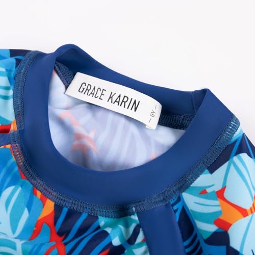 Image of GRACE KARIN Girls Long Sleeve Swimsuit Two Piece Rashguard Floral Swimwear 6-14Y