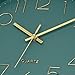 Foxtop Modern Wall Clock 12 Inch Silent Non Ticking Battery Operated Round Quartz Gold Wall Clock for Living Room Bedroom Kitchen Office Classroom Decor (Dark Green Dial)