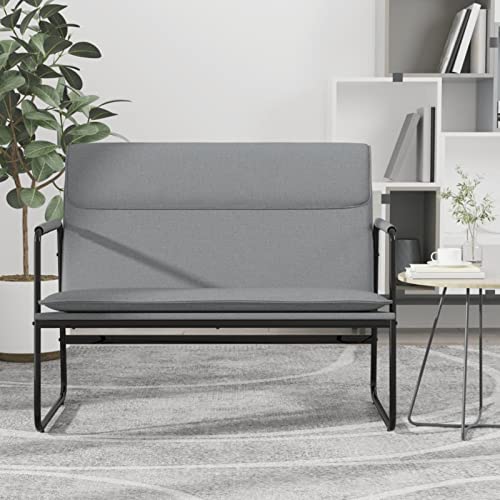 Homgoday Banco de Tela Gris Claro 100x64x80 cm, Banco Asiento Tapizado Patas Salón Sala de Estar Pasillo Entrada Recibidor Dormitorio Casa Interior Bancos Mobiliario