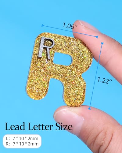 Image of Plifal Xray Markers with Lead Initials - Glitter Radiology X-ray Markers in Red & Yellow inchL&R inch Letter Shape Include Reusable Adhesive Tapes to Nurse Radiologist Badge Buddy, Easy to Identify