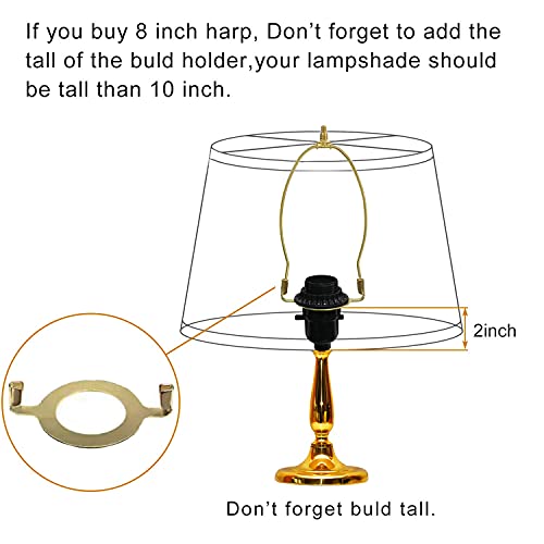 Gigivosha Lamp Shade Harps Holder Adjustable Kit - 8 9 10 Inch With E26 Uno Light Base Set Lampshades Parts For Table And Floor Lamps Finials Bracket Light Fitting - 2 Pack (Polished Brass, 8 Inch) #TOP3