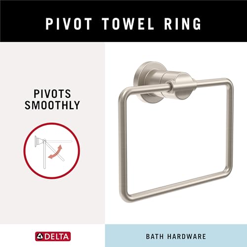 Delta NIC46-DN Nicoli (1-Pack) Hand Towel Holder Spotshield Brushed Nickel Towel Racks For Bathroom Wall Square Towel Ring Holder thumb #2