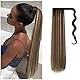 Cybelleza Clip in Ponytail Extensions Pferdeschwanz Glatt Lang Haarverlängerung Kunsthaare 55cm Haarteil Zopf günstig Synthetik Haar Gewickelt Haarverdichtung für Fraue (Chestnut Brown & Blond)