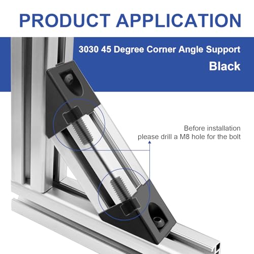 Image of 12pcs 3030 45 Degree Inside Corner Angle Support Bracket, 30x30 Aluminum Extrusion Connector Hardware Accessories T-Slot V-Slot Black