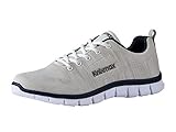 Knixmax Turnschuhe Herren Laufschuhe Leicht Sportschuhe Atmungsaktiv Walkingschuhe Outdoor Fitness Freizeit Schuhe Weiß Gr.42 EU